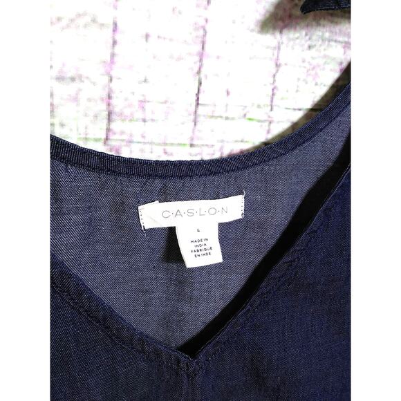 Caslon chambray tie shoulder blouse L - Picture 4 of 4